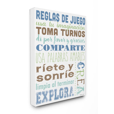" Spanish Blue Family Rules Typography "