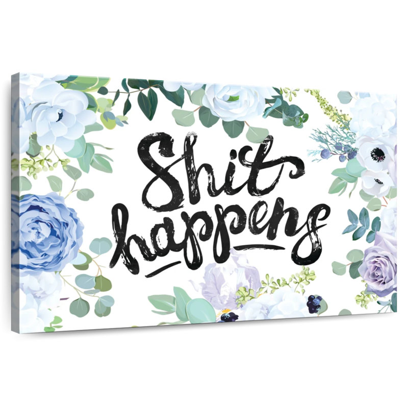 Floral, merde, typographie, H 16 po x l 24 po
