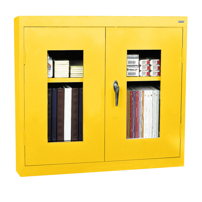 Crédence à 2 tablettes transparentes, Jaune