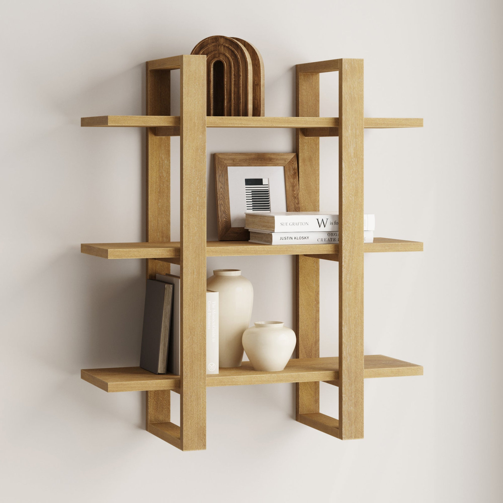 28" Solid Wood Floating Shelf, Light Brown