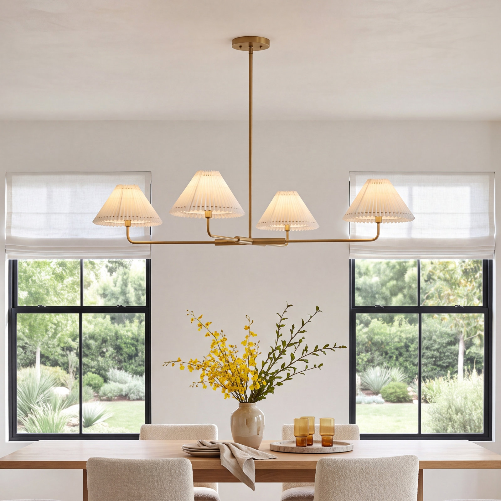 Pearson 4-Light Chandelier, Natural Brass