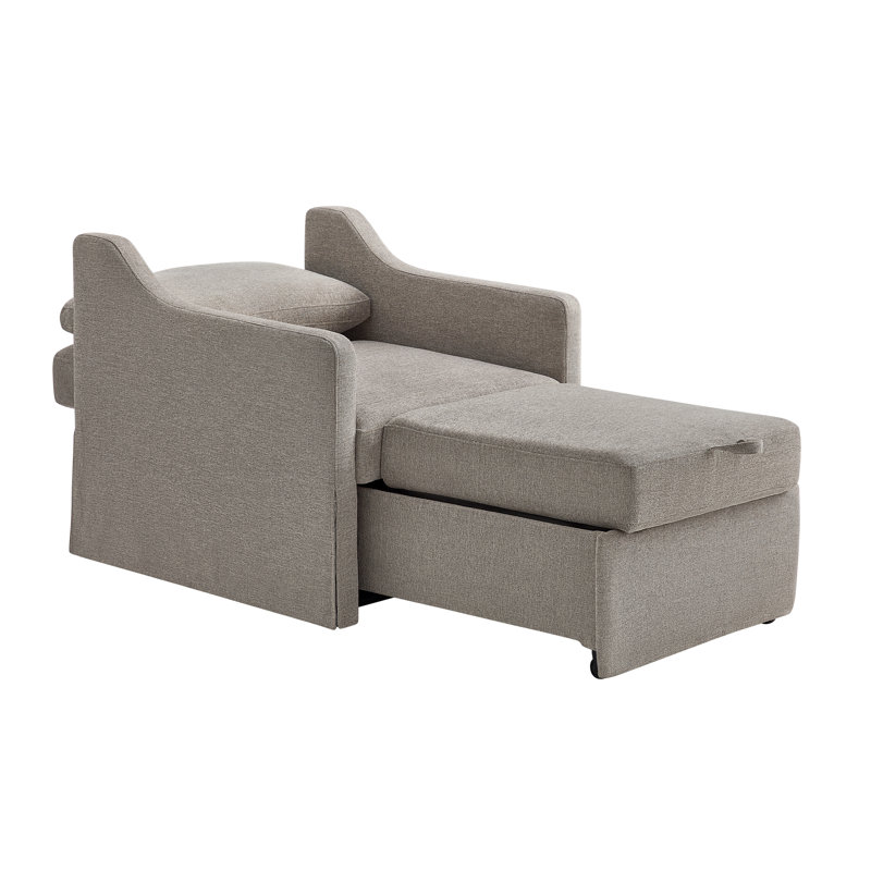 Serta Harvey 35" Convertible Accent Chair, Dream Coil Comfort, Easy Assembly, Flax