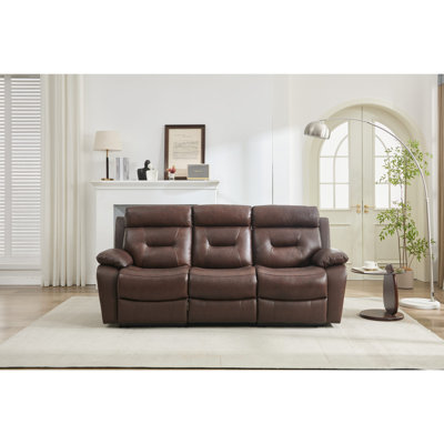 Canapé inclinable en cuir avec console de rangement