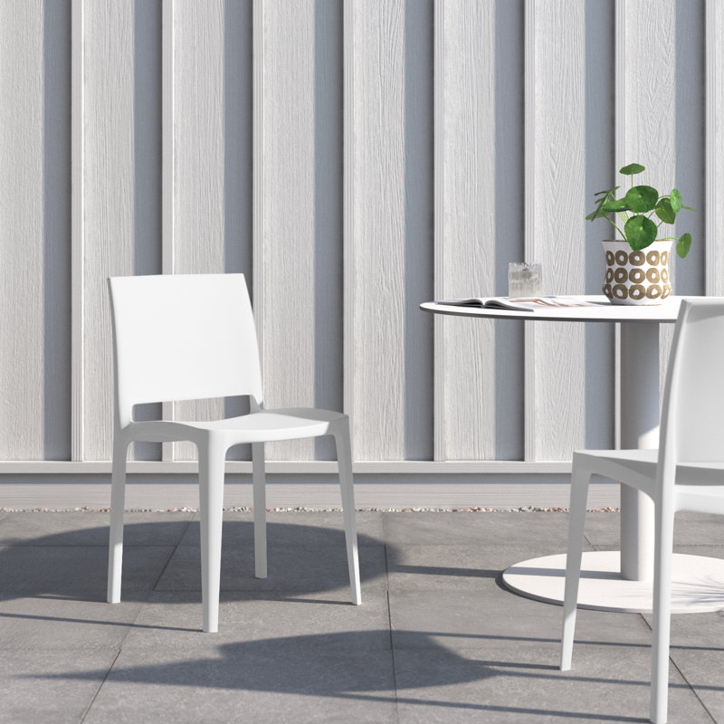 Chaise d'appoint empilable Auni, Blanc