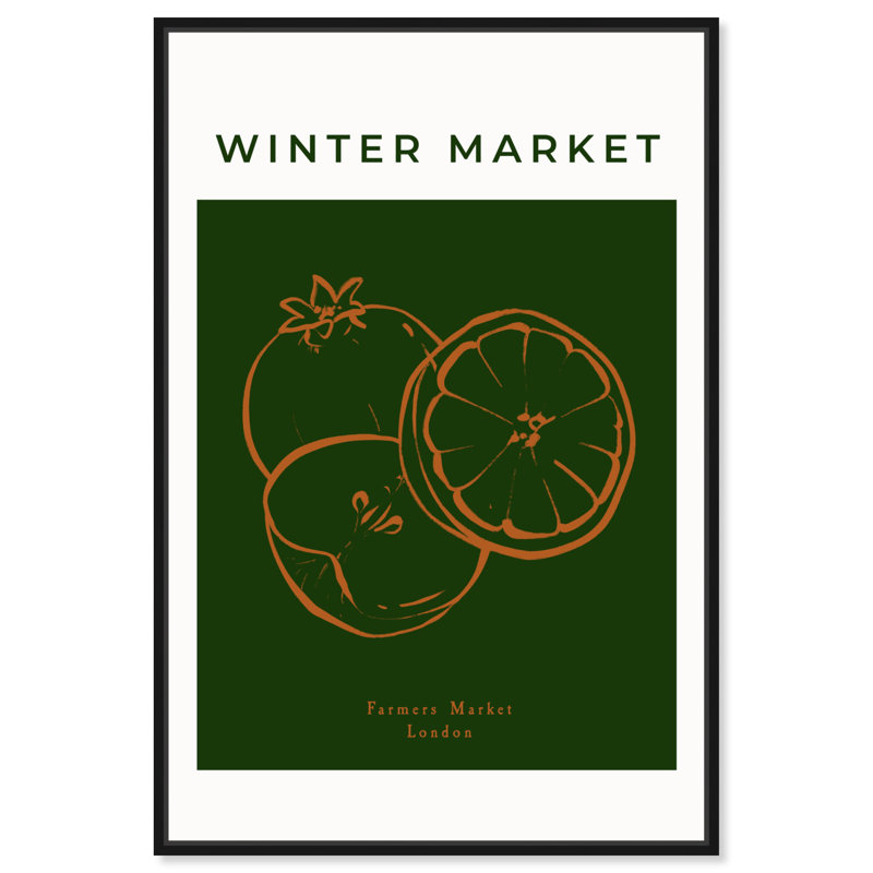 Winter Market Fruits Green and Orange Canvas Print, 15" x 10"