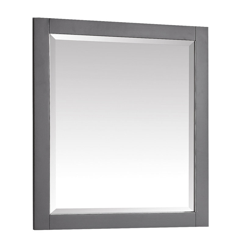 Mason Rectangle Solid Wood Beveled Mirror, Twilight Gray w/ Matte Gold, 32" H x 28" W