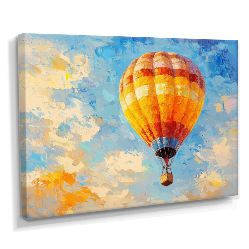 «Hot Air Balloon Up In The Sky I» - impression sur montgolfière, H 34 po x l 44 po, Toile tendue, Ne s’applique pas