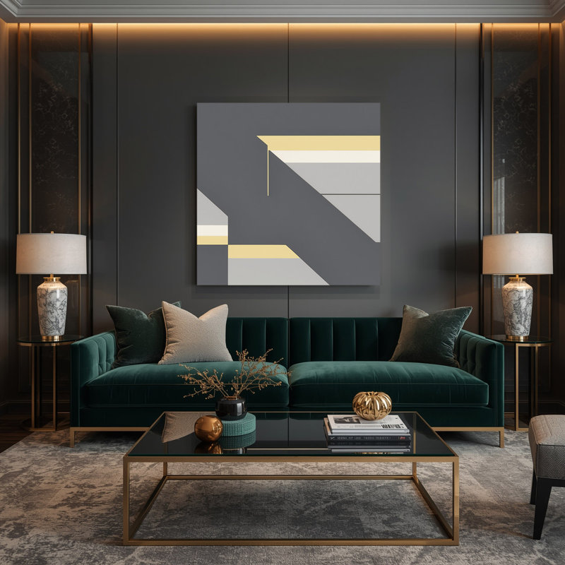 Minimalisme 83, art mural sur toile grise, H 16 po x l 16 po