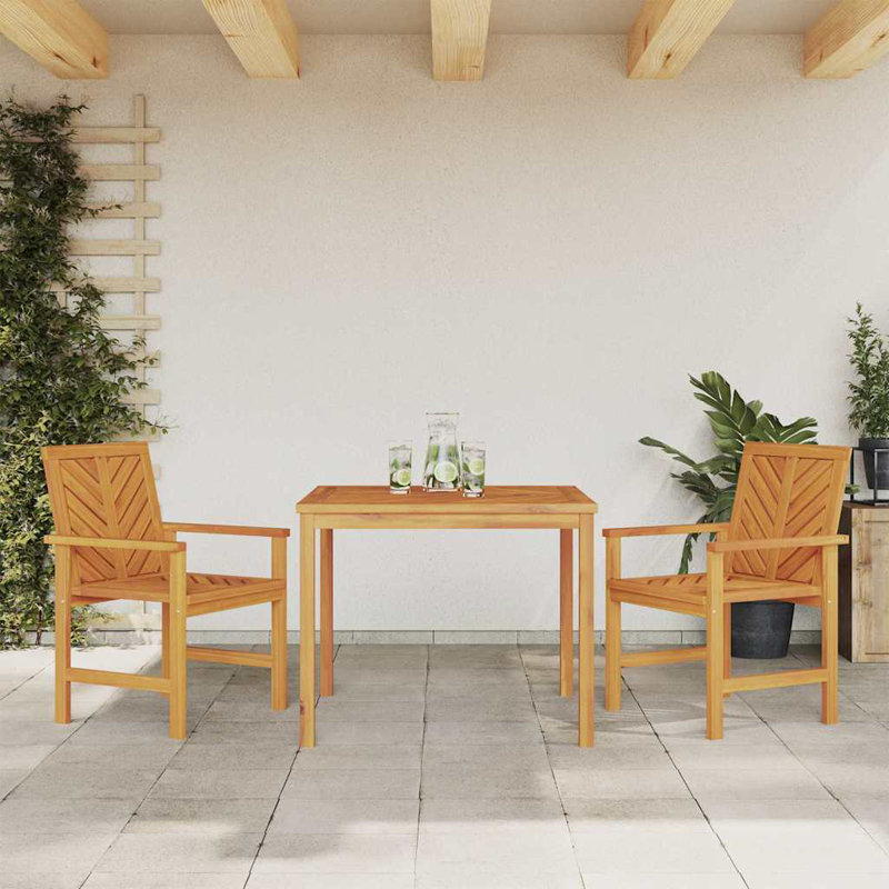 2 - Person Wood Patio Dining Set with Square Table