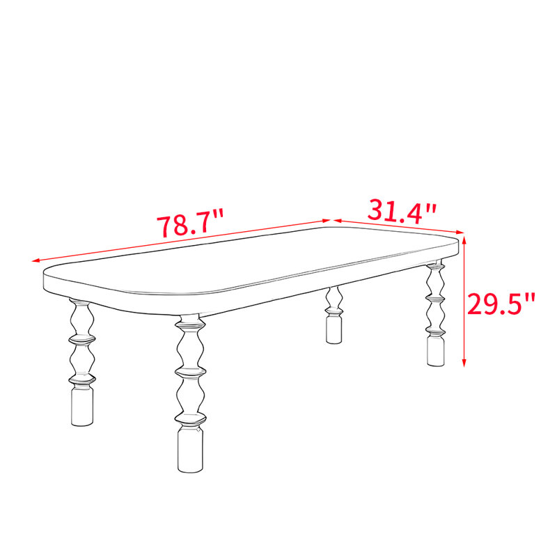 Viradis, H 29,5 po x L 78,7 po x l 31,4 po