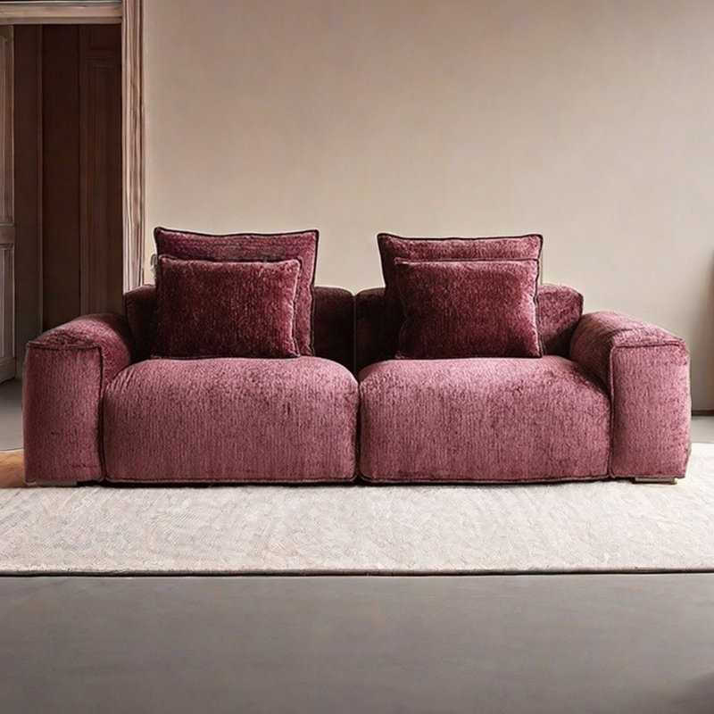Tofu block straight fabric sofa modern and simple, 37.40" H x 98.42" W x 42.51" D, 3