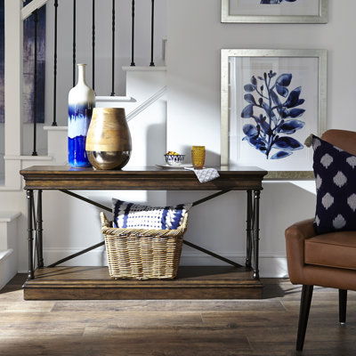 Abigaelle Molena Console Bar Table w/ Walnut Inlay