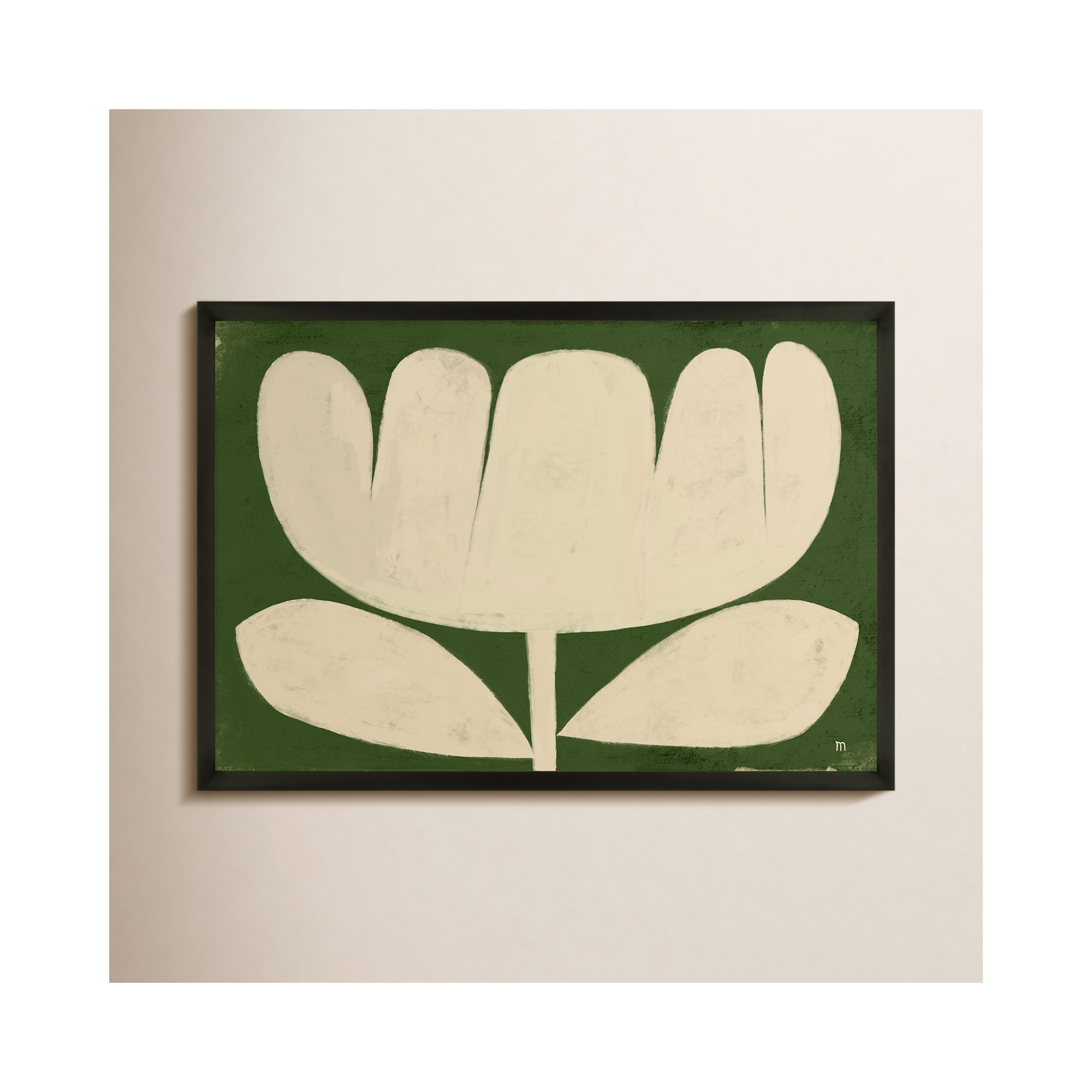 Flower On Green by StudioM, Black, 14" H x 20" W x 1.25" D