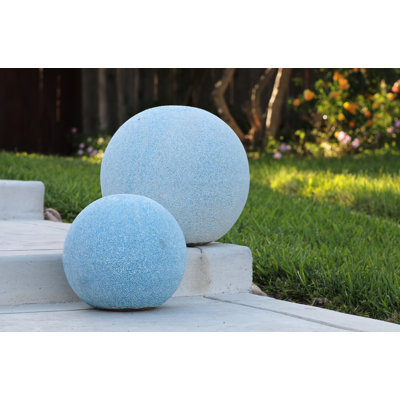 PLANTATOREM Vintage Garden Sphere 16 Inch – Outdoor Decorative Gazing Ball Orb for Lawn, Patio, Yard & Home Decor, Green Stream, Weather-Resistant, Coral Aqua