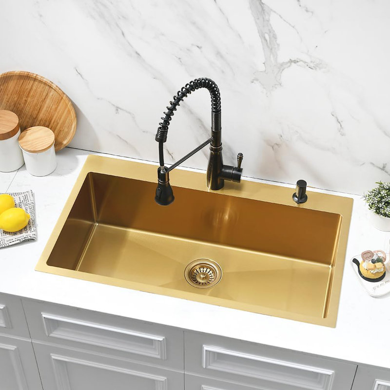 Stainless Steel Drop-In Kitchen Sink With Sound Dampening And Fast Drainage, Single Bowl Topmount Design For Easy Cleaning And Durability