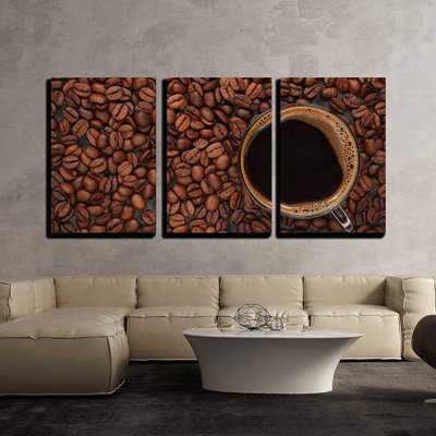 Décoration murale moderne tasse de café sur fond de grains