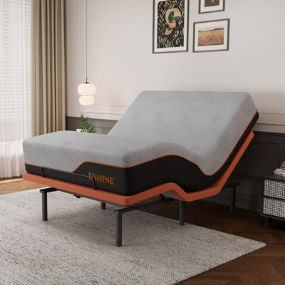 Adjustable Bed with 14" Ultra-Plush Black Mattress, Massage, Wireless Remote, App Control, Zero Gravity, Underbed Light, USB & Type C Ports on both sides