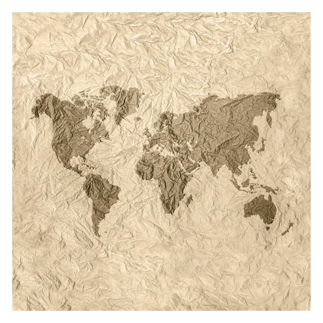 Matt Fototapete Papier Weltkarte Beige Braun 1,92 m x 192 cm