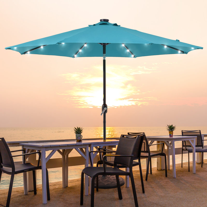 Parasol de marché lumineux 9 pi Kenmore, Bleu lac