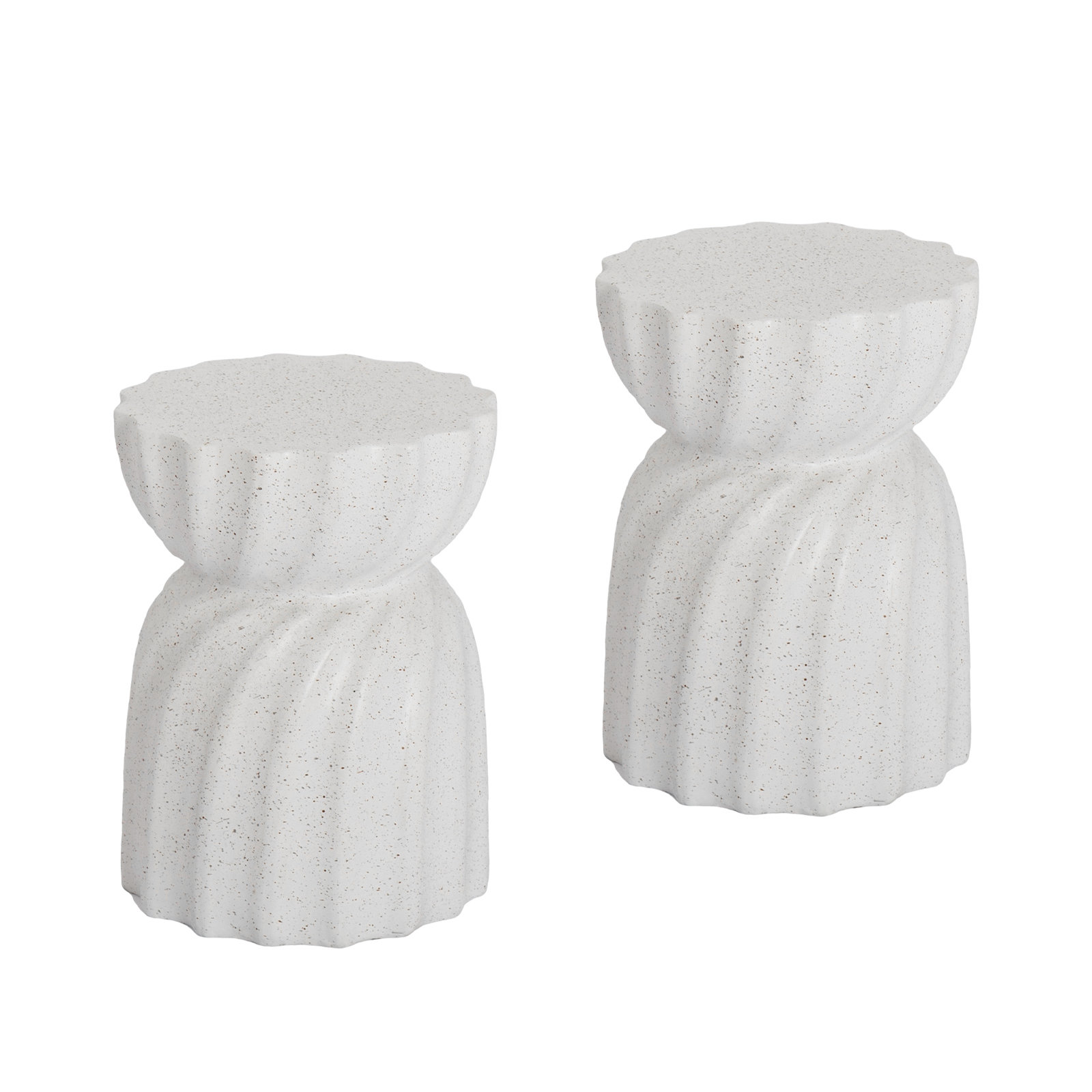 14.2'' Stone Outdoor Side Table, White, 2