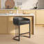 Tabouret de comptoir rembourré en cuir de polyuréthane avec structure en métal-1974583976