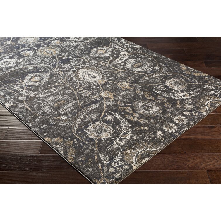 Agalia Machine Washable Oriental Charcoal/Gray Area Rug Lark Manor Rug Size: Rectangle 6'7 x 9