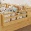 Structure de lit double Montessori avec rails hauts, lit en bois pour enfants avec éclairage DEL et tablette de rangement, naturel-1588582124-1588582126