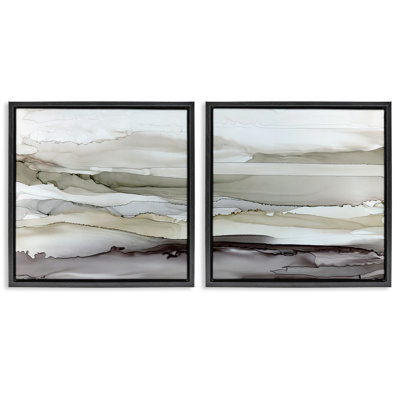 «Abstract Watercolor Wave Interpetation», ensemble de 2 toiles flottantes encadrées par Carol Robinson