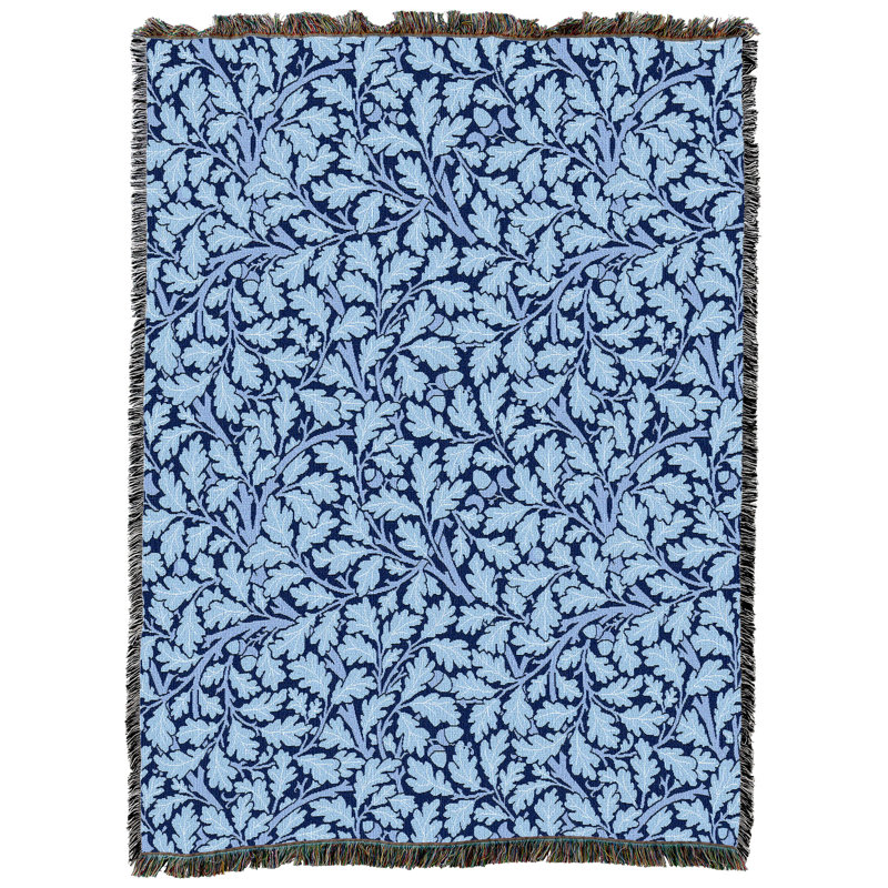 Couverture Pure Country Weavers William Morris Oak Tree Blues - Artisanat - Tapisserie tissée en coton - Fabriqué aux États-Unis (72 x 54)