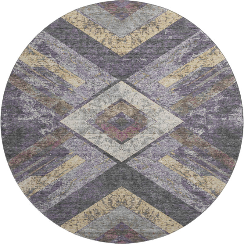 Premium Machine Washable Millbrook AMF1955 Geometric Rug, Round 8'