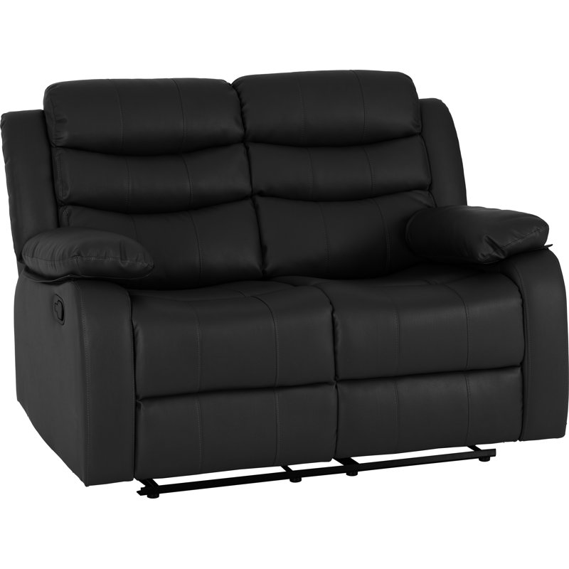2 Seater Faux Leather Sofa, Black