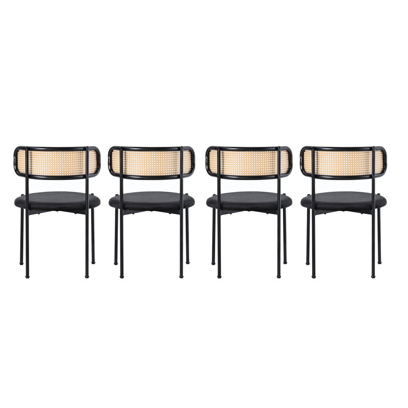 Velvet Upholstered Metal Armchair in Black