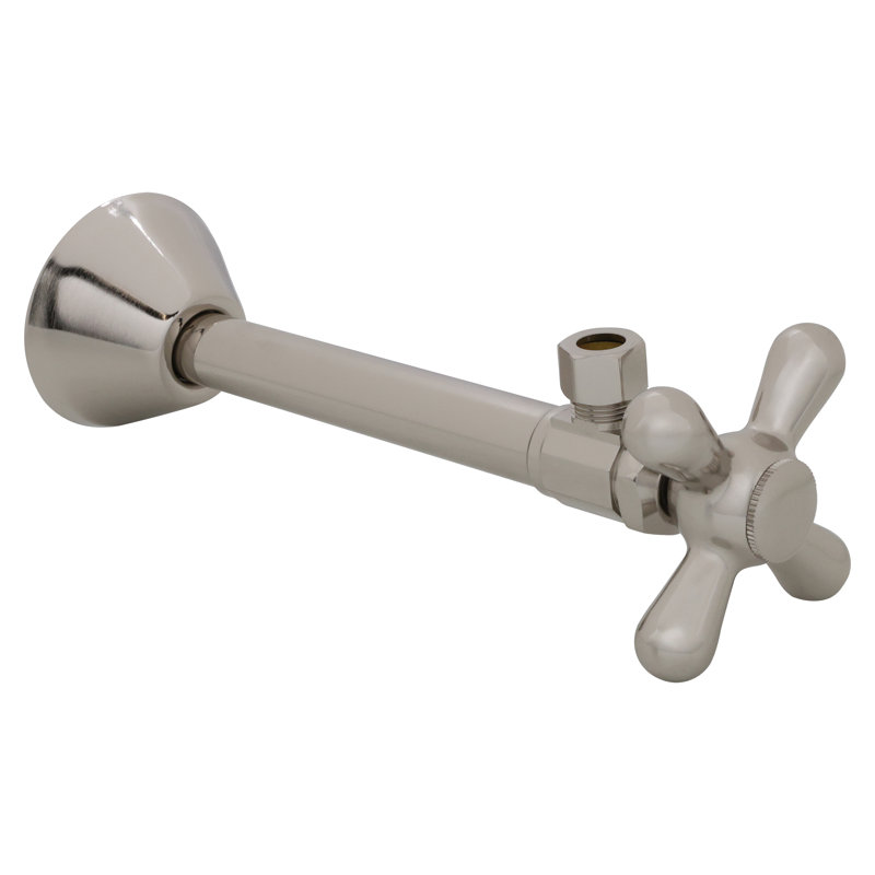 Robinet d'arrêt en forme de croix avec poignée d'arrêt en croix 1/2 "x 3/8" DO, Nickel poli