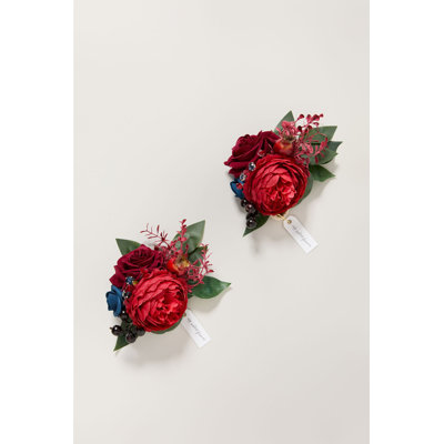 Corsages de poignet Ling's Moment en bordeaux et bleu marine