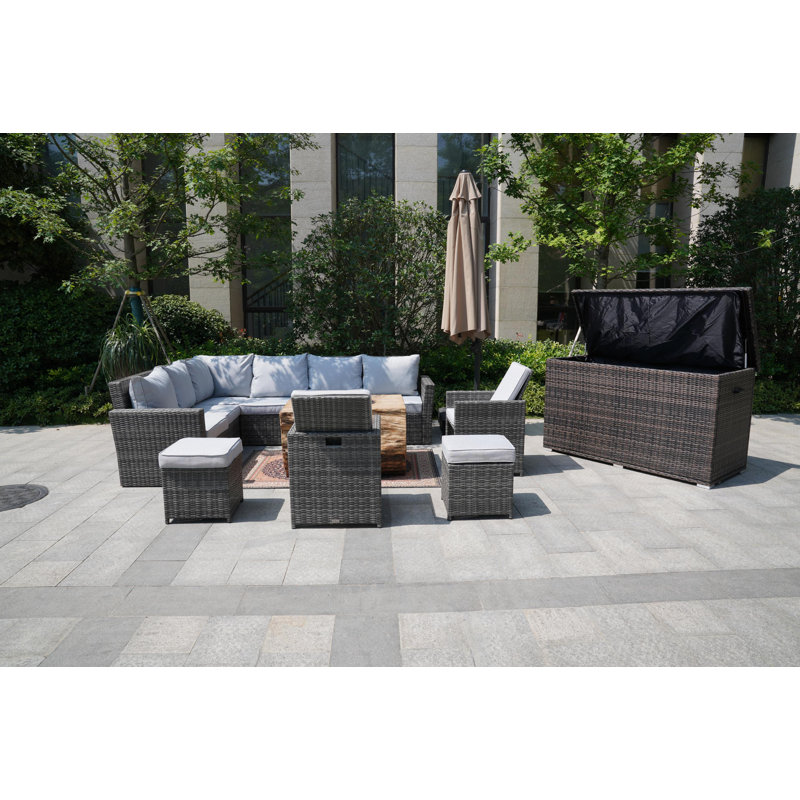 10 - Person Patio Conversation Set with Cushions