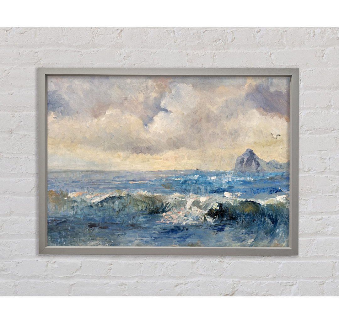 Dull Skies Over The Crashing Waves - Einzelne Bilderrahmen Kunstdrucke auf Leinwand