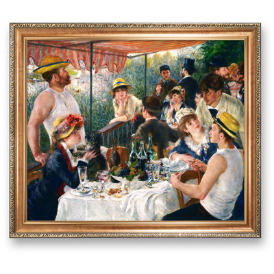«Luncheon of the Boating Party» par Pierre-Auguste Renoir, format encadré: 34,5 po x 28,5 po, format image: 30 po x 24 po, cadre de gaufrage doré luxueux reproductions d'art The World Classic, art mural pour la décoration intérieure