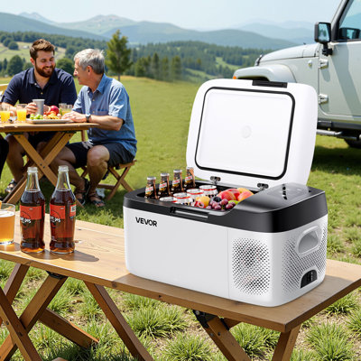 Car Refrigerator, DC 12/24V AC100-240V Compressor Electric Cooler, -4°F to 68°F Car Fridge with APP Control, 16 QT Cars Freezer for RVs, Campsites, Boats, Camping, Fishing, 60W Portable Freezer