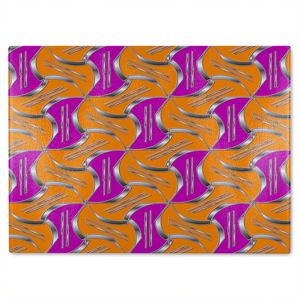 Geo Metalic Shapes Glass Chopping Board