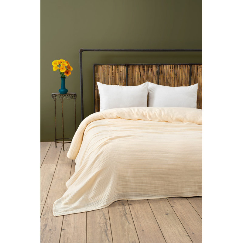 Luxury Ecru Double Bedspread, 86.6 x 98.4 inches | 100% Cotton, 4 Ply, Machine Washable (30-40°C) | Soft, Durable, and Breathable for Ultimate Comfort | Perfect for Elegant Bedroom Décor