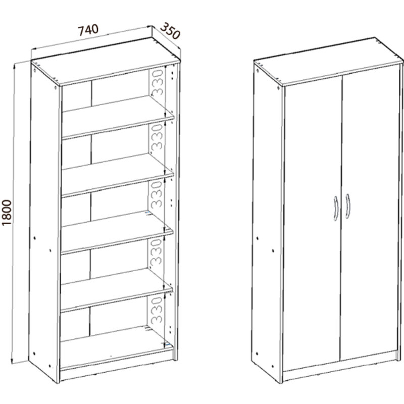 Bookcase Simple R5 Sonoma Eiche, White