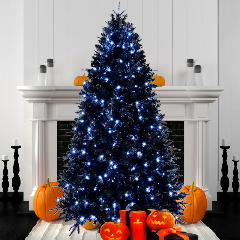 Arbre de Noël illuminé 8 pi 8 pi, arbre de Noël artificiel complet 2486 branches, base pliable