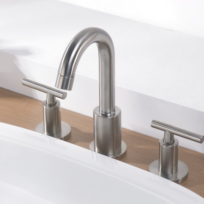 Widespread 2-handle Bathroom Faucet with Drain Assembly, Brushed Nickel