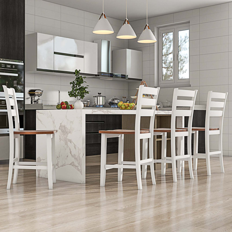 Jeraldene 4 - Person Pedestal Dining Set, Brown, White, Gray