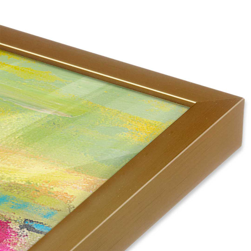 «Survol de la vue d'ensemble» par Janet tantne, Impression sur cadre ouvert sans papier mat, H 24 po x l 36 po, Doré