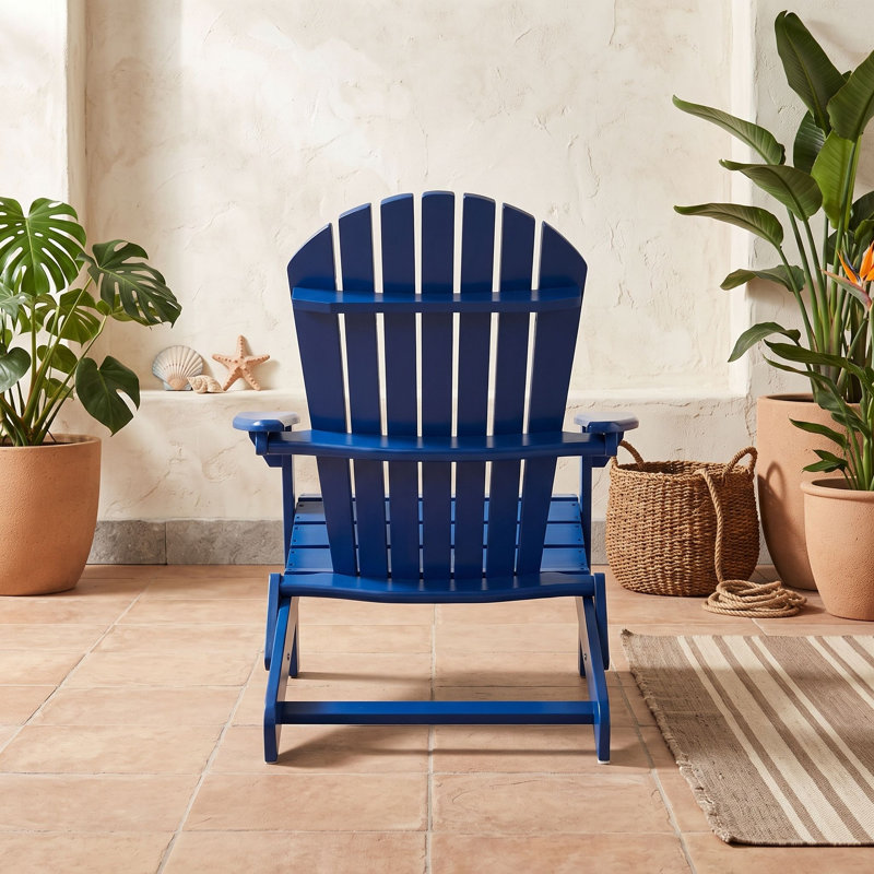 Chaise pliante en bois pour l'extérieur avec accoudoirs, Blue
