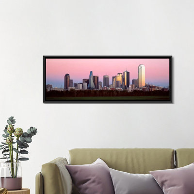 Reproduction de photo sur toile panoramique twilight dallas, texas