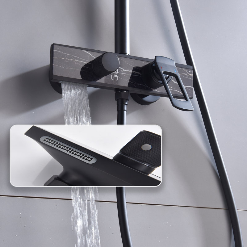 Ensemble de douche à pluie moderne 12 po, douchette à pluie, douchette à main et bec de baignoire, robinet de douche tout-en-un avec valve