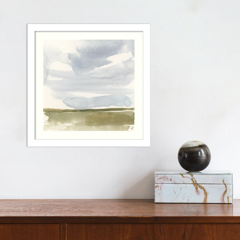 «Open Field S croquis I» par Victoria Barnes - peinture encadrée, H 13 po x l 13 po, Blanc