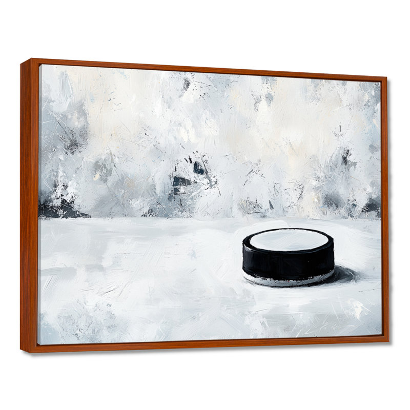 «Hockey Puck and Ice», impression d'art de hockey sur glace, H 12 po x l 20 po, Brun